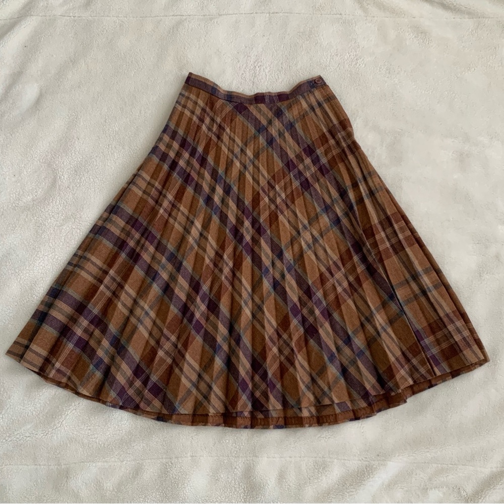 Vintage Plaid Pleated Skirt